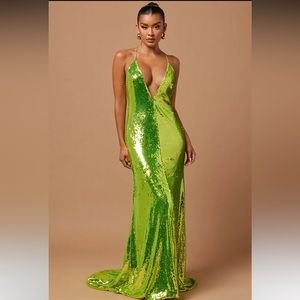 Lala Sequin Gown in Green